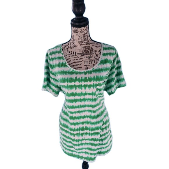 Womens Tie Dye Tee Geen Sz 16 Lightweight Summer Short Sleeve Lane Bryant - Picture 10 of 10